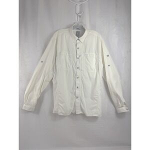 KUHL Born in the Mountains White Button Up Long Sleeve Hiking Shirt Men's L
